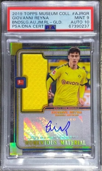 2019 Topps Museum Bundesliga Auto Jumbo Relic /50 Gio Reyna Rookie Card PSA 9 10 (PSA Encapsulated)