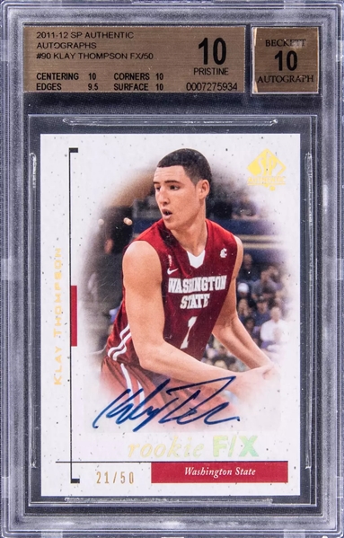 2011-12 SP Authentics Autographs Rookie FX /50 Klay Thompson - BGS 10 10! (BGS Encapsulated)