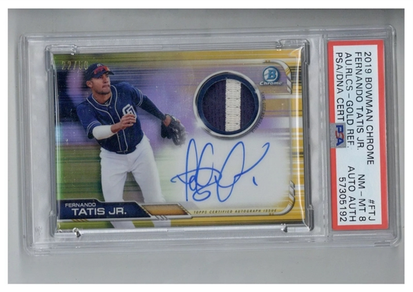 2019 Bowman Chrome Autograph Relics Gold Refractor /50 Fernado Tatis Jr. Rookie Card - PSA NM-MT (PSA Encapsulated)