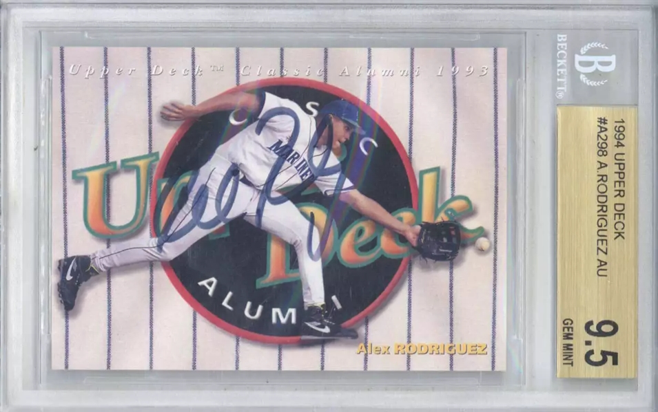 1994 Upper Deck Alumni #A296 Autograph Alex Rodriguez Rookie Card - BGS GEM MINT 9.5 (Beckett/BAS Encapsulated)