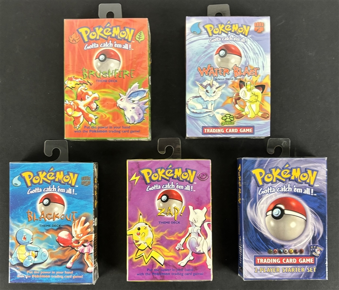 AMAZING!! Lot of Five Factory SEALED Pokemon Trainer Decks w/ Base, Blackout, Brushfire, Water Blast & Zap