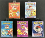 AMAZING!! Lot of Five Factory SEALED Pokemon Trainer Decks w/ Base, Blackout, Brushfire, Water Blast & Zap