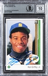 1989 Upper Deck #1 Mariners Ken Griffey Jr. Signed Rookie Card w/ Gem Mint 10 Auto! (Beckett/BAS Encapsulated)