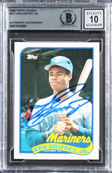 1989 Topps Traded #41T Ken Griffey Jr. Signed Rookie Card w/ Gem Mint 10 Auto! (Beckett/BAS Encapsulated)