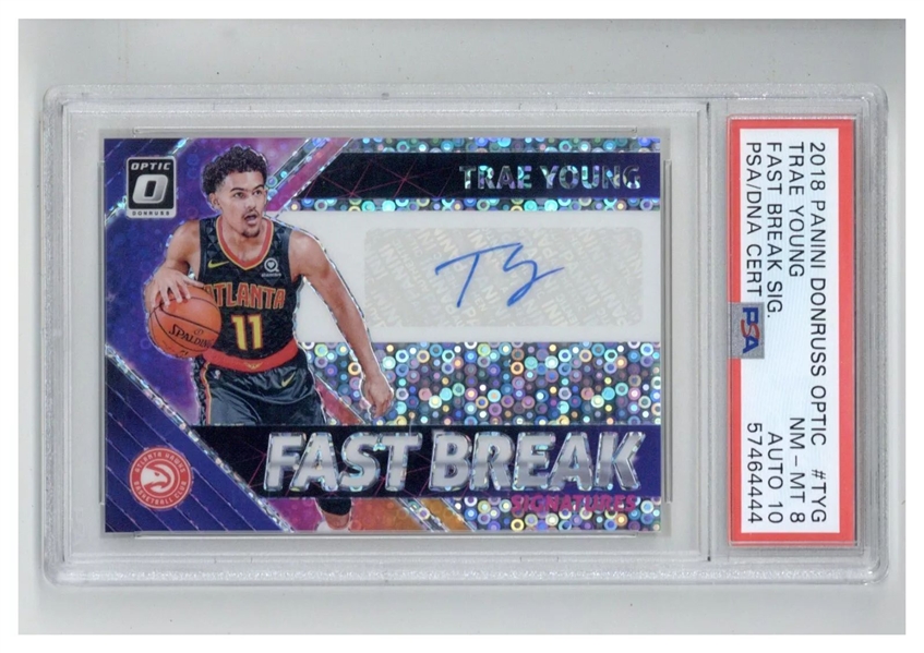 2018 Panini Donruss Optic Fast Break Signature Trae Young - PSA 8 10 (PSA Encapsulated)