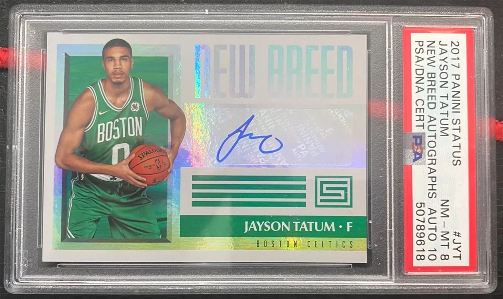 2017 Panini Status Jayson Tatum Signed New Breed Autographs Rookie Card -  PSA NM-MT 8 10 (PSA Encapsulated))