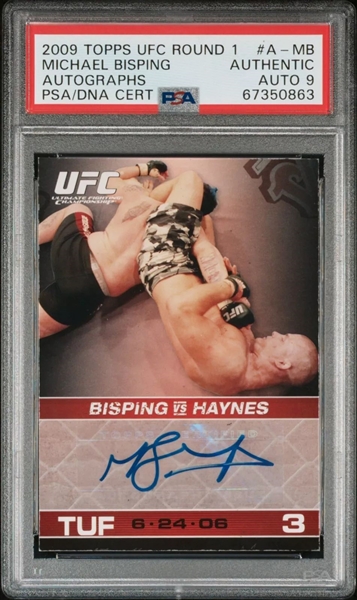 2009 Topps UFC Round 1 Michael Bisping Autographs Rookie Card - PSA MINT 9 Auto (PSA Encapsulated)