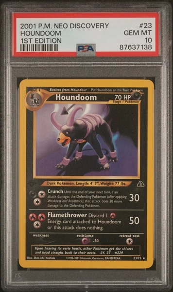 2001 Pokemon Neo Discovery 1st Edition #23 Houndoom Graded Gem Mint 10!  (PSA Encapsulated)