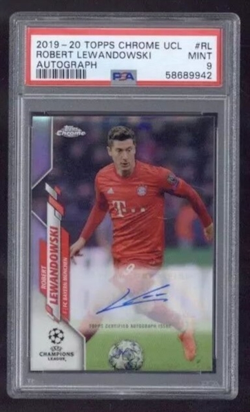 2019 Topps Chrome Champions League Robert Lewandowski Autograph - PSA MINT 9 (PSA Encapsulated)