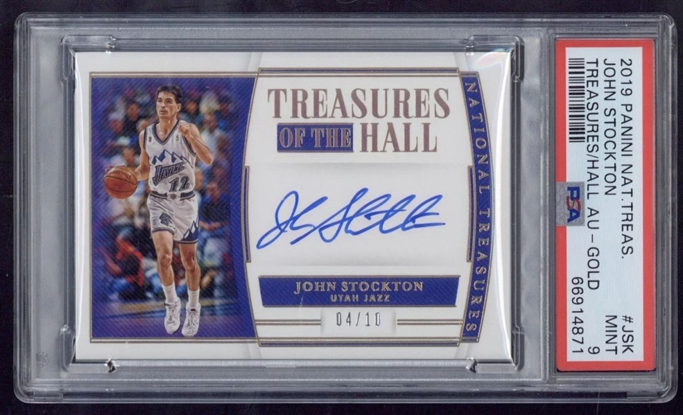 2019 Panini National Treasures Of The Hall Gold Autographs /10 John Stockton - PSA MINT 9 (PSA Encapsulated)