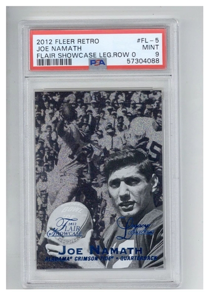 2012 Fleer Retro Flair Showcase Legacy Row 0 /100 Joe Namath - PSA MINT 9 POP 2 (PSA Encapsulated)