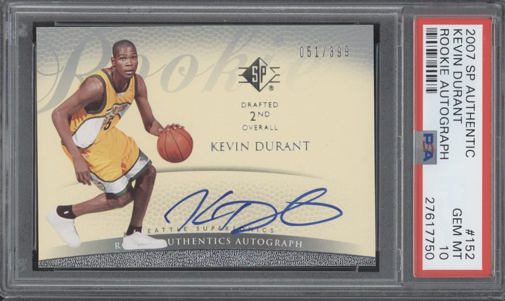 2007 SP Authentic Kevin Durant Rookie Autograph #152 /399 RC Auto PSA Gem Mint PSA 10  (PSA Encapsulated)