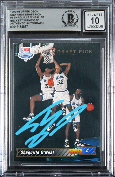 1992 Upper Deck #1 Shaquille ONeal Signed Rookie Card w/ Gem Mint 10 Auto! (Beckett/BAS Encapsulated)