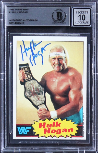 1985 Topps WWF #16 Yellow Back Hulk Hogan Signed Rookie Card w/ Gem Mint 10 Auto! (Beckett/BAS Encapsulated)