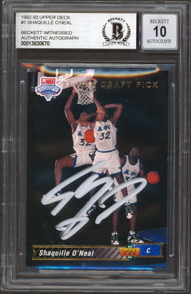 1992 Upper Deck #1 Magic Shaquille ONeal Signed  Rookie Card w/ Gem Mint 10 Auto! (Beckett/BAS Encapsulated)