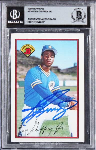 1989 Bowman #220 Mariners Ken Griffey Jr. Signed Rookie Card w/ Gem Mint 10 Auto! (Beckett/BAS Encapsulated)