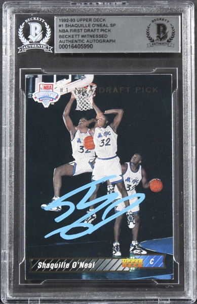 1992 Upper Deck #1 Shaquille ONeal Signed  Rookie Card (Beckett/BAS Encapsulated)