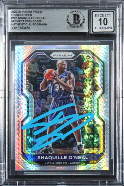 2020 Panini Prizm PH #207 Shaquille ONeal Signed Trading Card w/ Gem Mint 10 Auto! (Beckett/BAS Encapsulated)