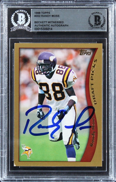 1998 Topps #352 Vikings Randy Moss Signed Rookie Card (Beckett/BAS)