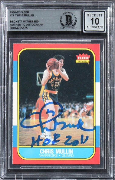 1986 Fleer #77 Chris Mullin "HOF 2011" Signed Rookie Card w/ Gem Mint 10 Auto! (Beckett/BAS Encapsulated)