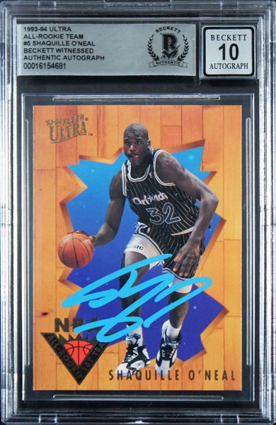 1993 Ultra AR Team #5 Shaquille ONeal Signed Trading Card w/ Gem Mint 10 Auto! (Beckett/BAS Encapsulated)