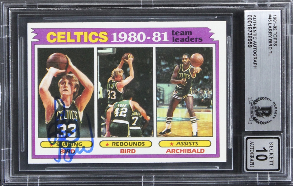 1981 Topps #45 Celtics Larry Bird Authentic Signed Card Auto 10!  (Beckett/BAS Encapsulated)