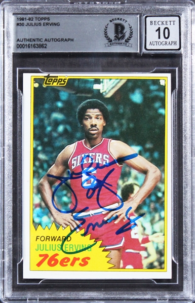 1981 Topps #30 Julius "Dr. J" Erving Signed Card w/ Gem Mint 10 Auto! (Beckett/BAS Encapsulated)