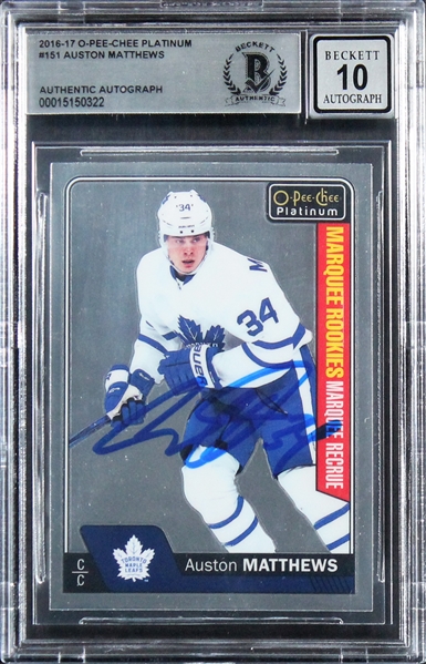 2016 O-Pee-Chee Platinum #151 Auston Matthews Signed  Rookie Card w/ Gem Mint 10 Auto! (Beckett/BAS Encapsulated)