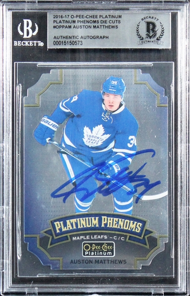 2016 O-Pee-Chee Platinum Die Cuts #OPPAM Auston Matthews Signed Rookie w/ Gem Mint 10 Auto! (Beckett/BAS Encapsulated)