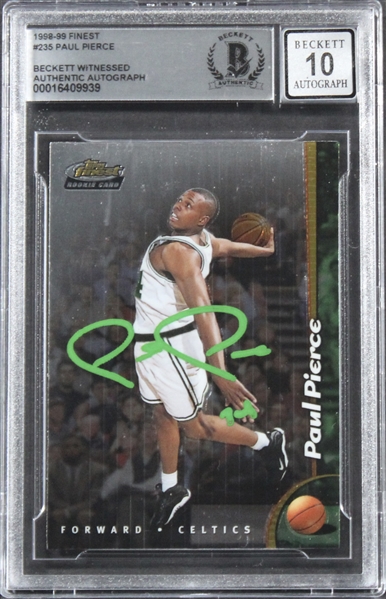 1998 Finest #235 Celtics Paul Pierce Signed Rookie Card w/ Gem Mint 10 Auto! (Beckett/BAS Encapsulated)