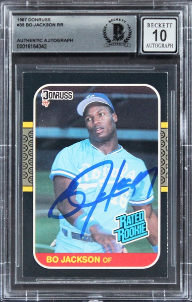 1987 Donruss #35 Rated Royals Bo Jackson Signed Rookie Card w/ Gem Mint 10 Auto! (Beckett/BAS Encapsulated)