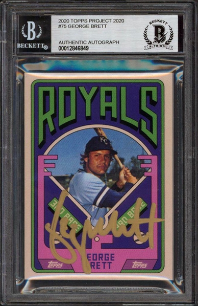 2020 Topps Project 2020 #75 Royals George Brett Signed Trading Card (Beckett/BAS Encapsulated)