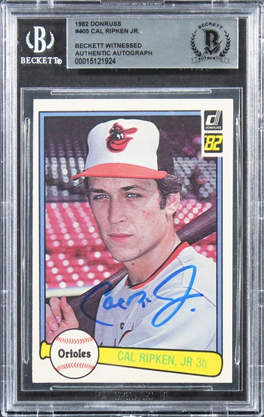 1982 Donruss #405 Orioles Cal Ripken Jr. Signed  Rookie (Beckett/BAS Encapsulated)