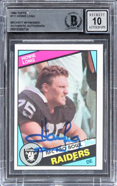 1984 Topps #111 Raiders Howie Long Signed Rookie Card w/ Gem Mint 10 Auto! (Beckett/BAS Encapsulated)