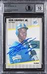 1989 Fleer #548 Mariners Ken Griffey Jr. Signed Rookie Card Auto 10!  (Beckett/BAS Encapsulated)