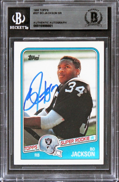 1988 Topps #327 Raiders Bo Jackson Authentic Signed Rookie Card (Beckett/BAS Encapsulated)