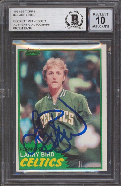 1981 Topps #4 Celtics Larry Bird Authentic Signed Card Auto 10! (Beckett/BAS Encapsulated)