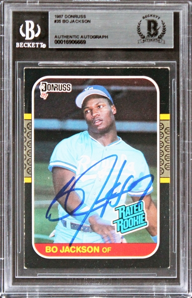 1987 Donruss #35 Rated Royals Bo Jackson Authentic Signed Rookie Card (Beckett/BAS Encapsulated)