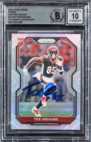 2020 Panini Prizm Prizms #308 RC Tee Higgins Signed Card Auto 10!  (Beckett/BAS Encapsulated)