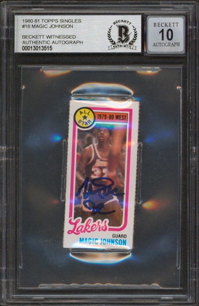 1980 Topps Singles #18 Magic Johnson Signed Card w/ Gem Mint 10 Auto! (Beckett/BAS Encapsulated)