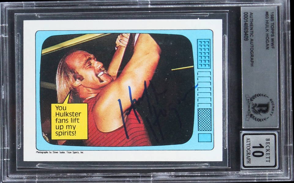 1985 Topps WWF #60 Hulk Hogan Signed  Rookie Card w/ Gem Mint 10 Auto! (Beckett/BAS Encapsulated)