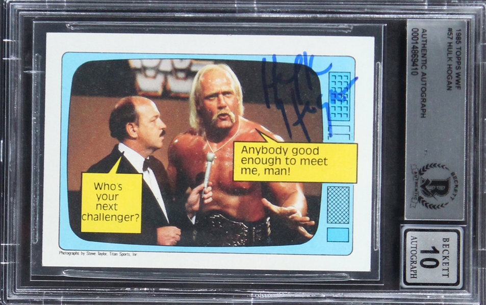 1985 Topps WWF #57 Hulk Hogan Signed  Rookie Card w/ Gem Mint 10 Auto! (Beckett/BAS Encapsulated)