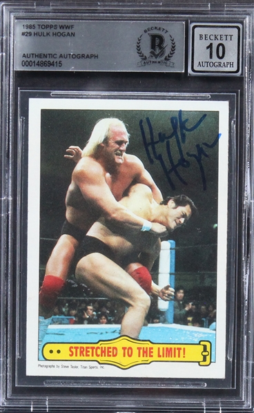 1985 Topps WWF #29 Hulk Hogan Signed Rookie Card w/ Gem Mint 10 Auto! (Beckett/BAS Encapsulated)