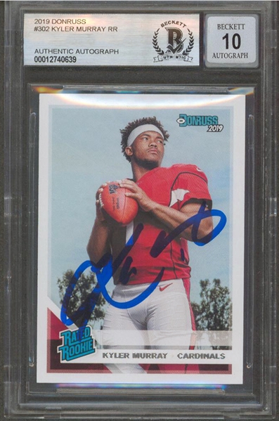 2019 Donruss #302 Rated RC Cardinals Kyler Murray Signed Card Auto 10!  (Beckett/BAS Encapsulated)