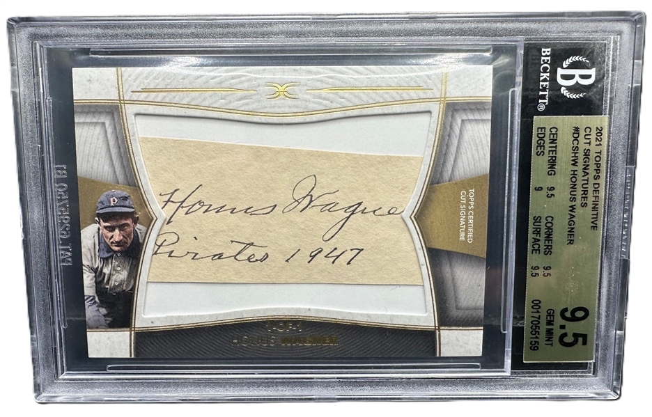 2021 Topps Definitive Cut Signatures 1/1 Honus Wagner w/ Pirates 1947 Inscription! (BGS GEM MINT 9.5/10) (BGS Encapsulated)