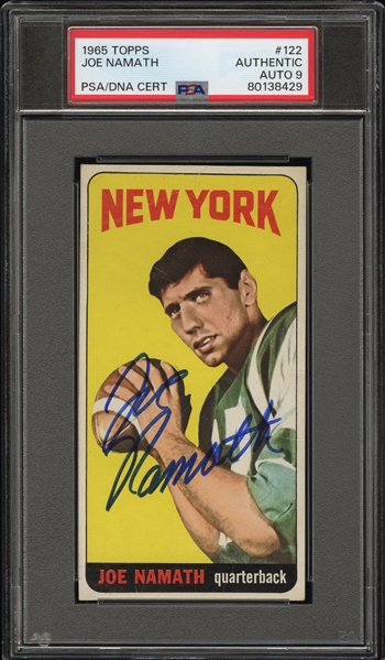 1969 Topps Joe Namath Signed #122 Rookie Card w/ Great Centering! - PSA MINT 9 Auto  (PSA Encapsulated)