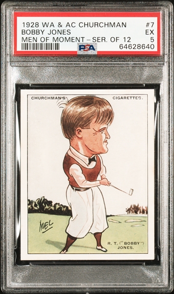 1928 Churchman LARGE Bobby Jones Color Rookie Card PSA EX 5  (PSA Encapsulated)