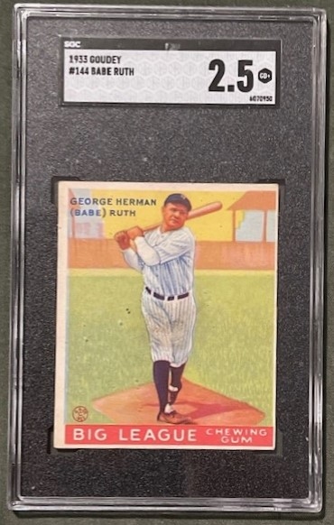 1933 Goudey #144 Babe Ruth  (SGC Graded GOOD+ 2.5) 