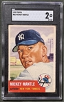 1953 Topps #82 Yankees Mickey Mantle Trading Card (SGC Encapsulated & Graded GD 2)