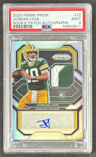 2020 Panini Prizm #22 Rookie Patch TC Jordan Love Graded Mint 9!  (PSA Encapsulated)